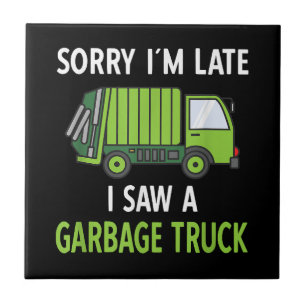 I Saw a Garbage Truck Costume  Recycling Garbage Ceramic Tile