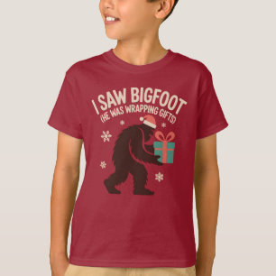 I Saw Bigfoot (He Was Wrapping Gifts), Xmas Humor T-Shirt