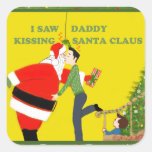 I Saw Daddy Kissing Santa Claus Gay Christmas Square Sticker at Zazzle