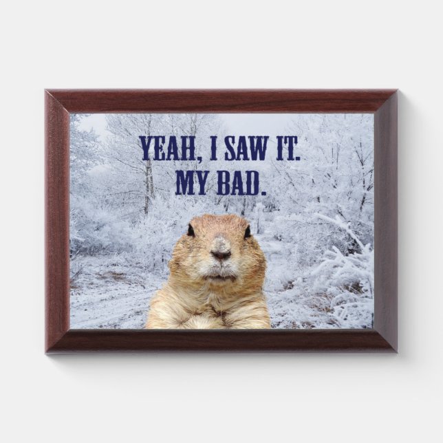 I Saw It Groundhog Day Award Plaque (Horizontal)