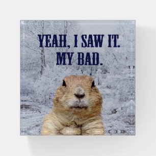 I Saw It Groundhog Day Paperweight