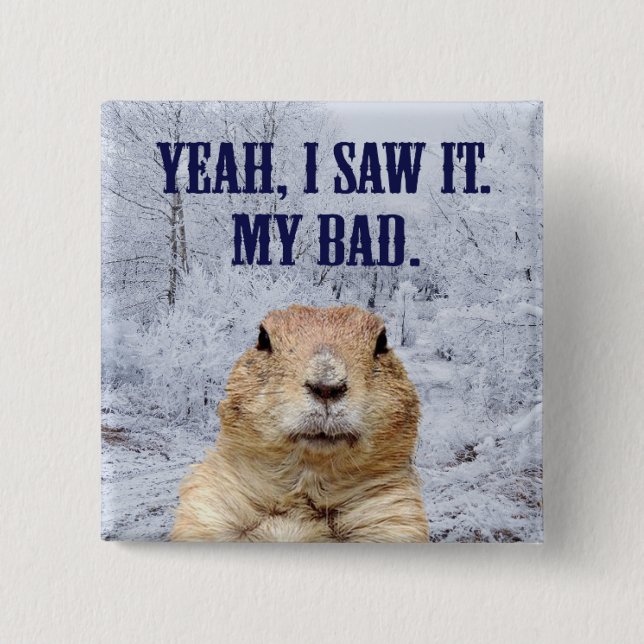 I Saw It Groundhog Day Pinback Button (Front)