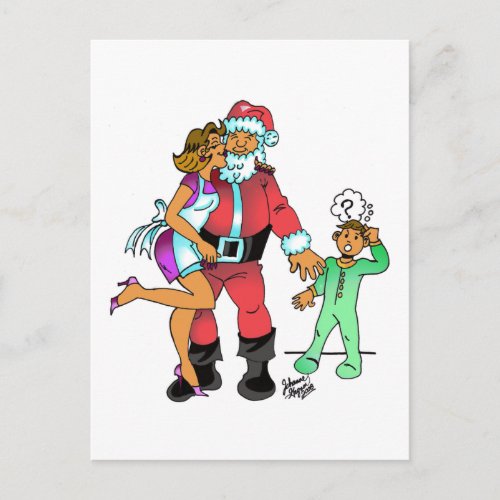 I saw mommy kiss the santa claus holiday postcard