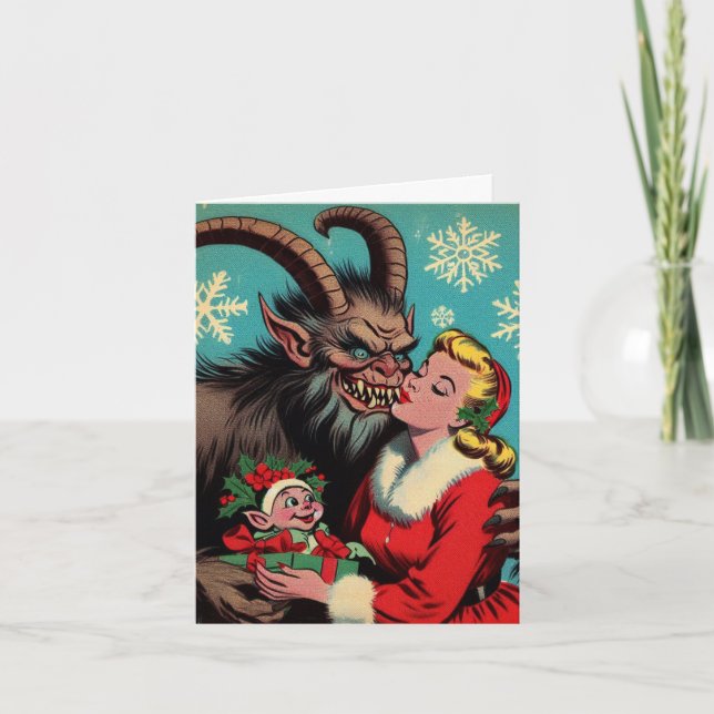 I Saw Mommy Kissing Krampus Card (Front)