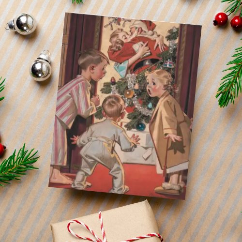 I saw Mommy Kissing Santa Claus Custom Vintage Holiday Card