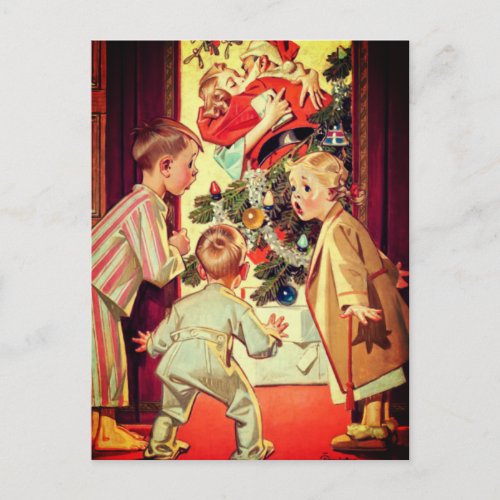 I Saw Mommy Kissing Santa Claus Vintage Holiday Postcard