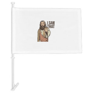 I Saw That Religious Pointing Vintage Engraving Sh Car Flag