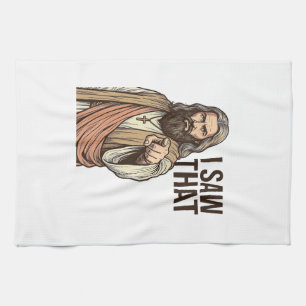 I Saw That Religious Pointing Vintage Engraving Sh Kitchen Towel