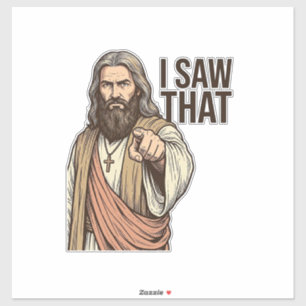 I Saw That Religious Pointing Vintage Engraving Sh Sticker