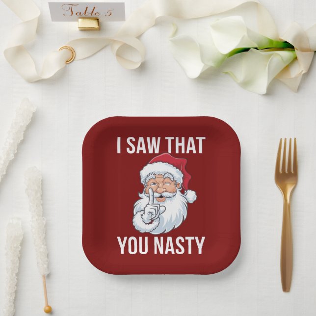 I Saw That You Nasty Funny Christmas Hilarious  Paper Plates (Wedding)