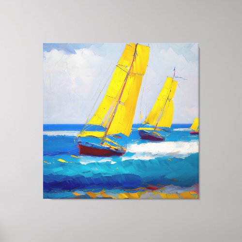 I saw three boats Seascape Canvas Print