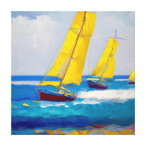 I saw three boats Seascape Canvas Print