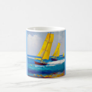 "I saw three boats" Seascape Coffee Mug