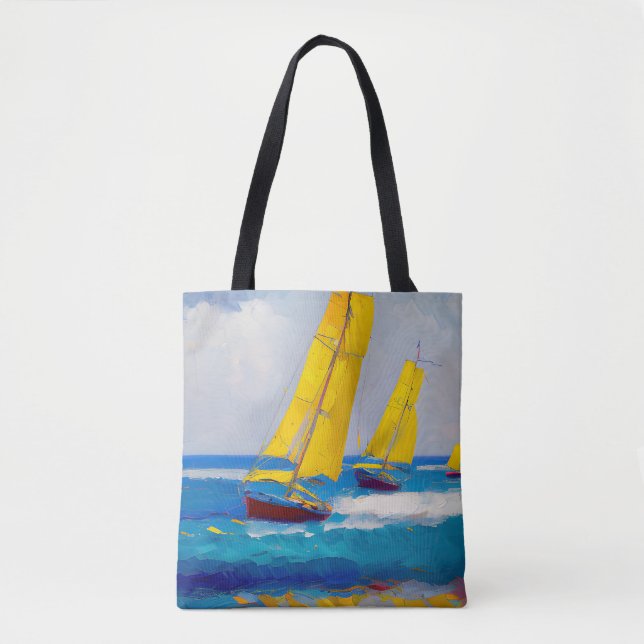 "I saw three boats" Seascape Tote Bag (Front)