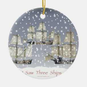 i saw three ships ceramic ornament