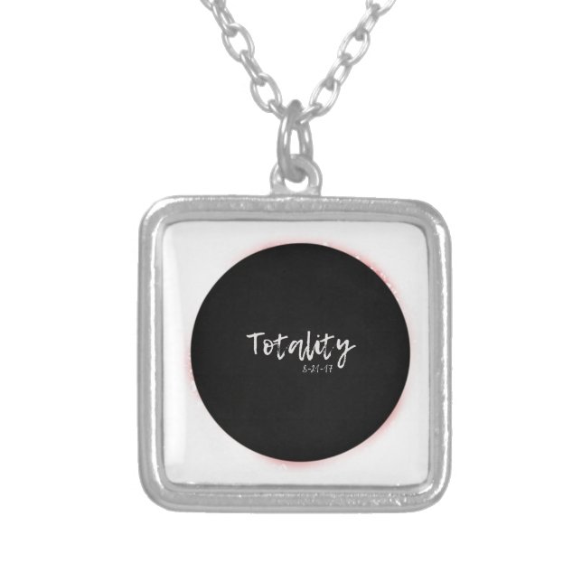 I saw totality Total Solar Eclipse Cool Graphic Silver Plated Necklace (Front)