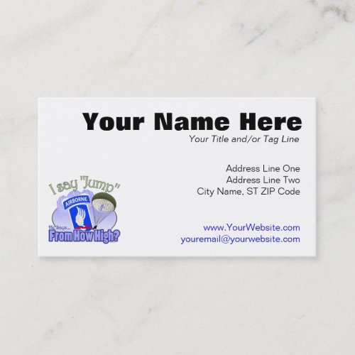 I Say Jump 173rd Airborne Business Card