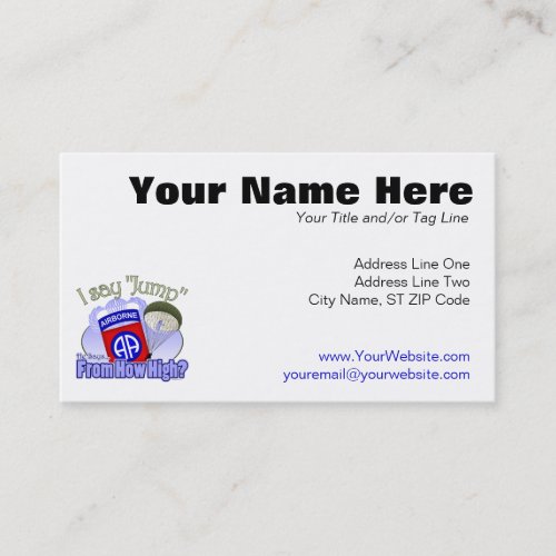 I Say Jump 82nd Airborne Business Card