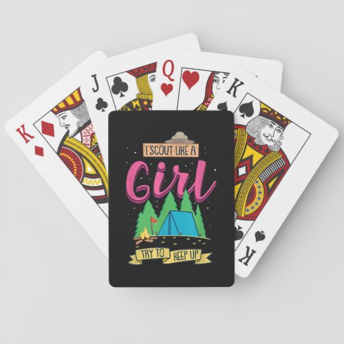 I Scout Like A Girl Try To Keep Up Funny Camping Playing Cards