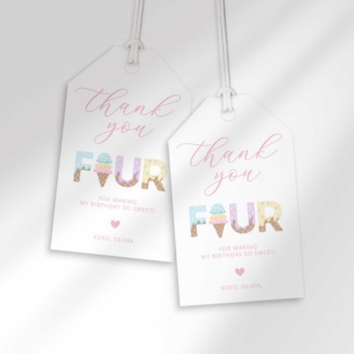 I Scream Four Ice Cream Birthday Favor Tags