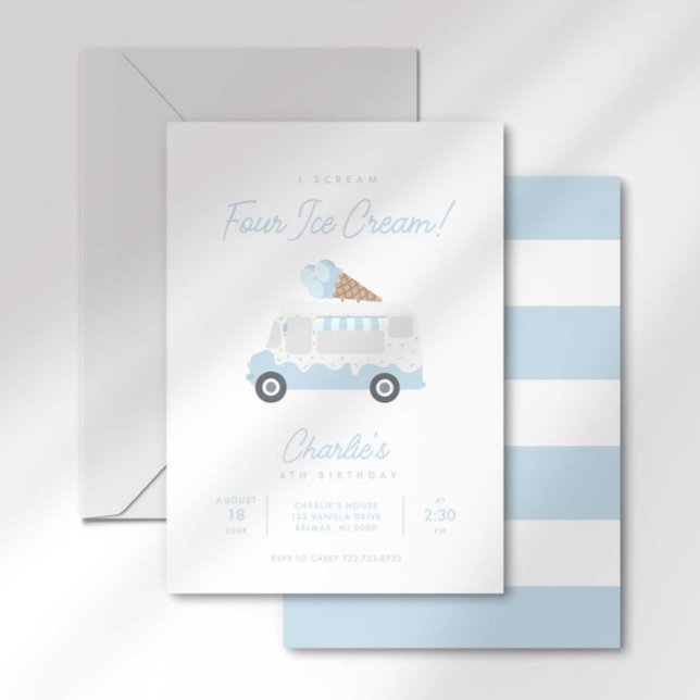 I Scream FOUR Ice Cream Birthday Invitation (Creator Uploaded)