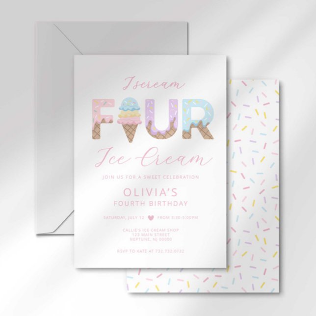 I Scream Four Ice Cream Birthday Party Invitation (Creator Uploaded)