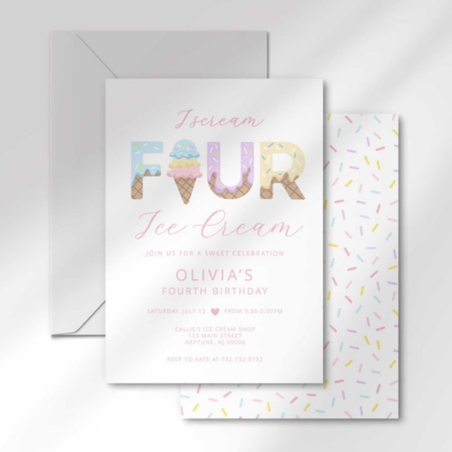 I Scream Four Ice Cream Birthday Party Invitation (Creator Uploaded)