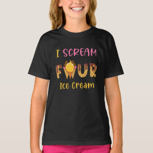 I Scream Four Ice Cream Kids Boy Girl 4th Birthday T-Shirt
