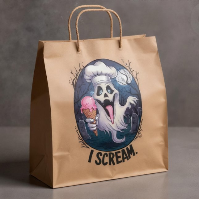 "I Scream" Funny Ghost Chef Halloween Ice Cream St Sticker (Creator Uploaded)