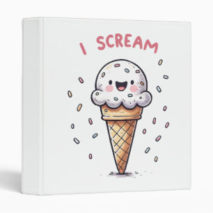 I Scream Ice Cream Cone with Sprinkles 3 Ring Binder