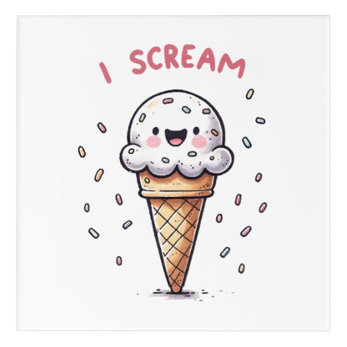 I Scream Ice Cream Cone with Sprinkles Acrylic Print
