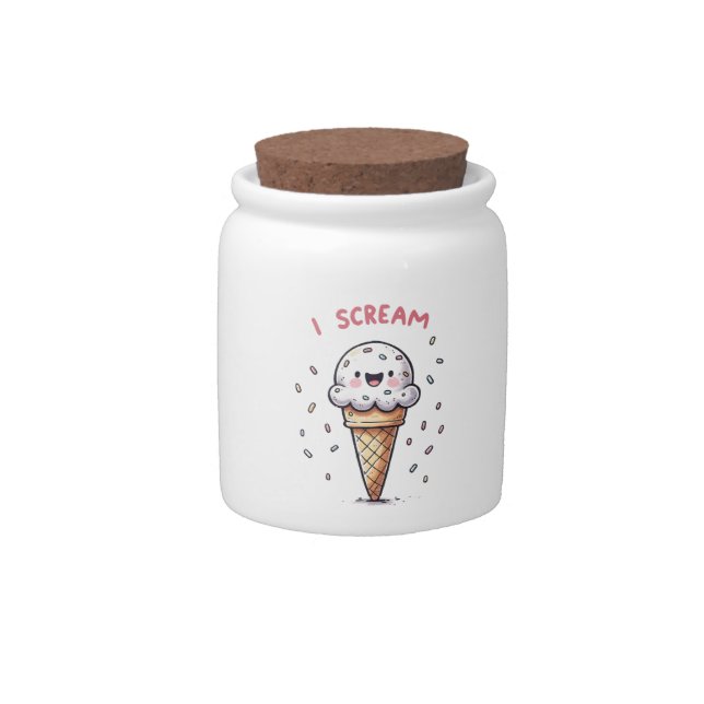 I Scream Ice Cream Cone with Sprinkles Candy Jar (Front)