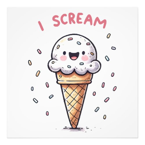 I Scream Ice Cream Cone with Sprinkles Photo Print