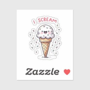 I Scream Ice Cream Cone with Sprinkles Sticker
