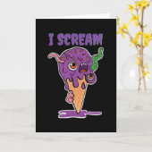 I Scream Ice Cream Funny Halloween Kids Kawaii Card (Yellow Flower)