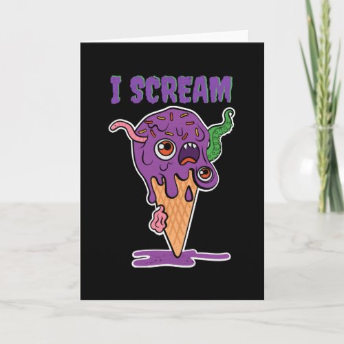 I Scream Ice Cream Funny Halloween Kids Kawaii Card