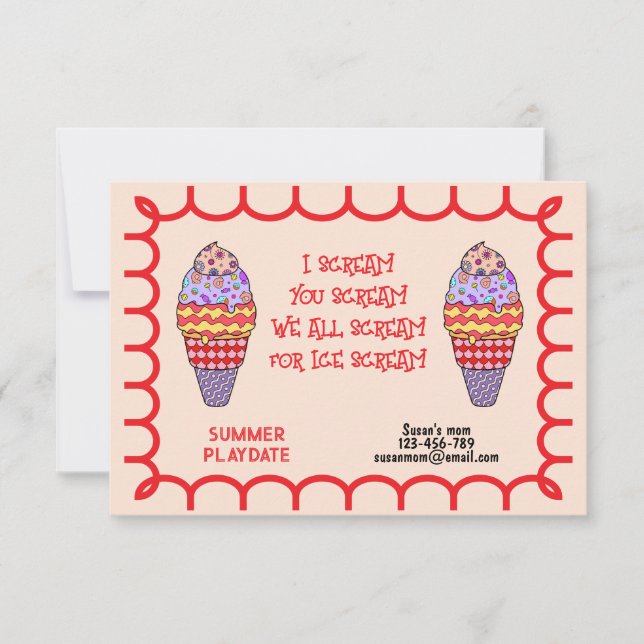 I Scream Playdate Invitation (Front)