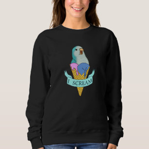 I scream Quaker Parrot, Funny Ice cream Blue Monk  Sweatshirt