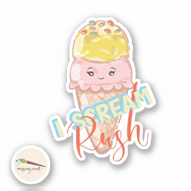 I Scream Rush Kawaii Ice Cream Sticker (Front)