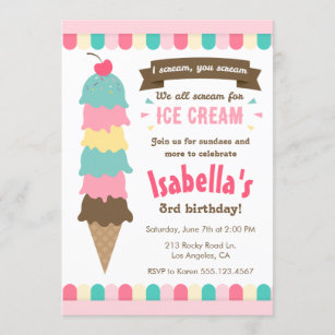 Editable Ice Cream Truck Birthday Invitation I scream You -  Portugal