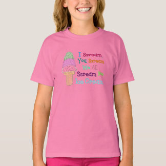 I Scream You Scream IceCream Girl's Ringer T-Shirt