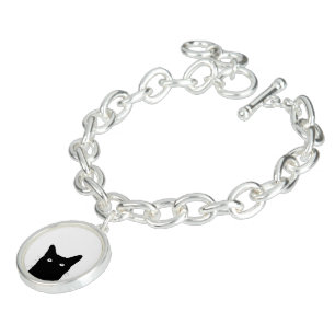 I See Cat Click to Pick Your Color Background Charm Bracelet