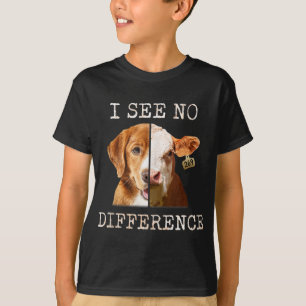 I See No Difference Vegetarian Vegan Cow And Dog L T-Shirt