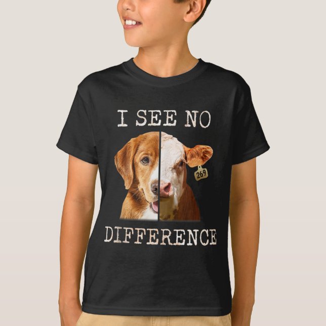 I See No Difference Vegetarian Vegan Cow And Dog L T-Shirt (Front)