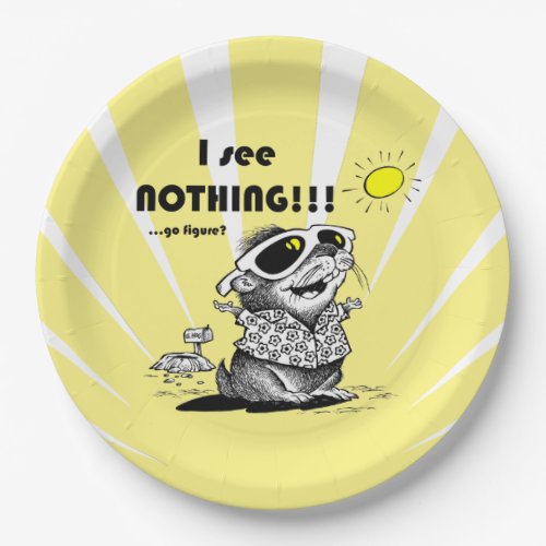 I See Nothing Groundhog Day Party Paper Plates