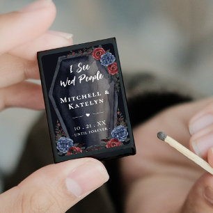 I See Wed People Coffin Floral Gothic Wedding Matchboxes