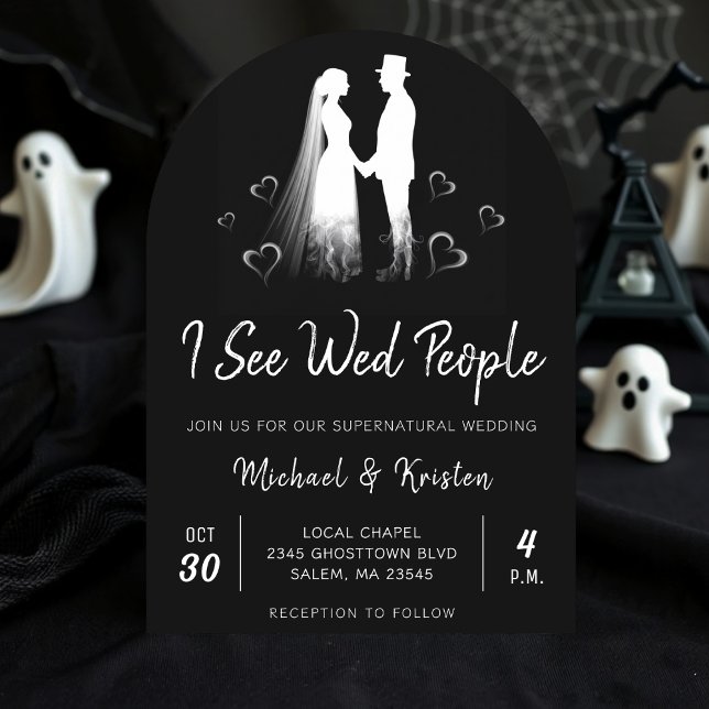 I See Wed People Gothic Ghost Halloween Wedding Invitation (Creator Uploaded)