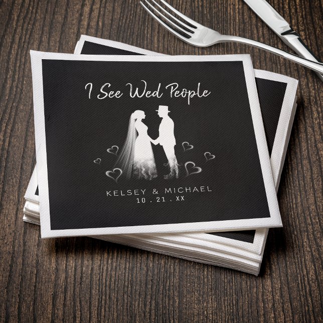 I See Wed People Gothic Ghost Halloween Wedding Napkins (Creator Uploaded)