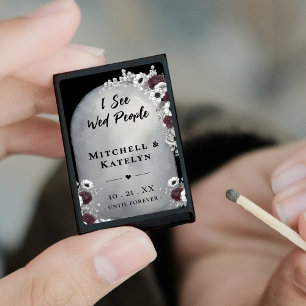 i See Wed People Headstone Floral Gothic Wedding Matchboxes