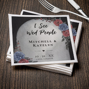 I See Wed People Headstone Floral Gothic Wedding Napkins